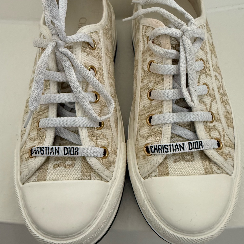 $1200 DIOR Walk’n’Dior Platform Sneaker Gold-Tone Dior Oblique Size 38 - Picture 15 of 16